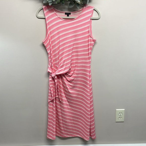 NWOT Talbots Stripe Side Tie Midi Sleeveless Shift Dress S - Picture 2 of 16